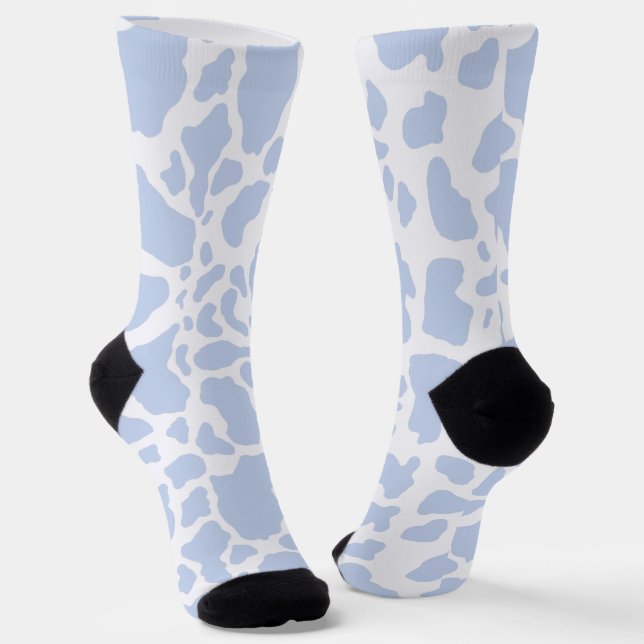 Chaussette Motif Poster de animal des points de vache bleu (Angulaire)