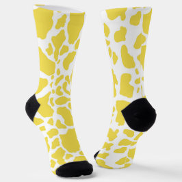 Chaussette Motif Poster de animal des points de vache jaune