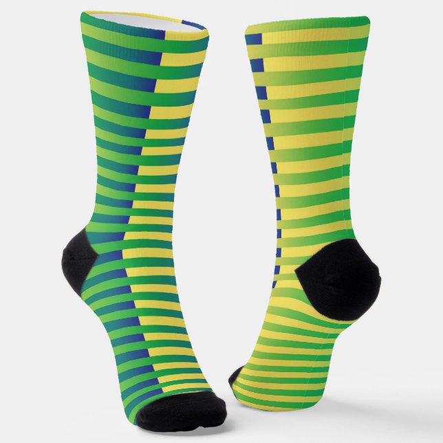 Chaussette Motif rayé bleu jaune (Angulaire)