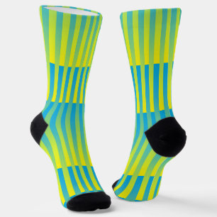 Chaussette Motif rayé bleu jaune vert