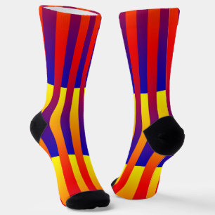 Chaussette Motif rayé bleu rouge jaune