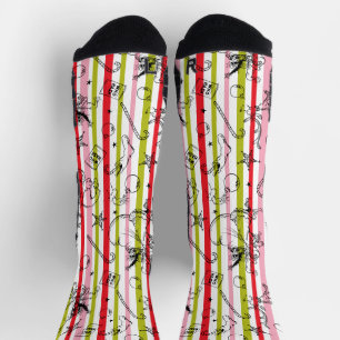 Chaussette Motif rayé de Noël Grinch vintage