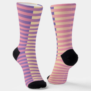Chaussette Motif rayé jaune rose violet