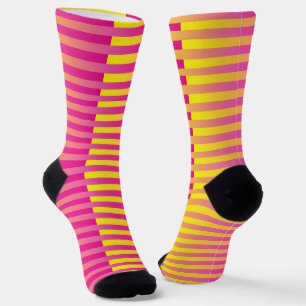 Chaussette Motif rayé rose jaune
