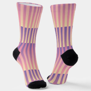Chaussette Motif rayé violet rose jaune