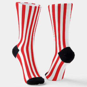 Chaussette Motif rayures verticales rouges et blanches classi