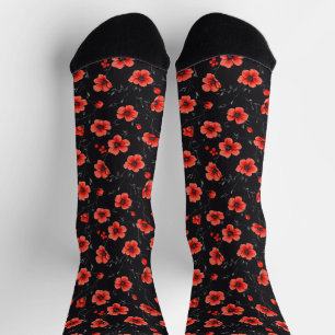 Chaussette Motif Red Poppy