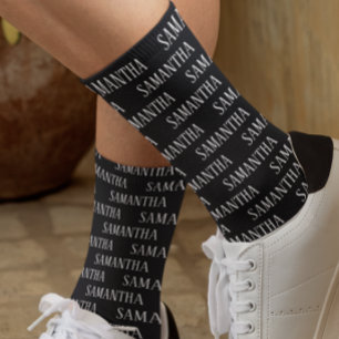 Chaussette Motif répétitif de nom personnalisé personnalisé 