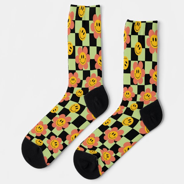 Chaussette Motif Retro Checker (Gauche)