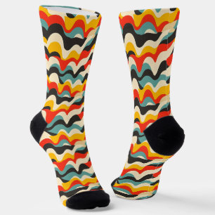 Chaussette Motif rétro couleur vague