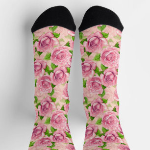 Chaussette Motif rose d'aquarelle rose