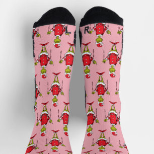 Chaussette Motif Rose de Noël Grinch Vintage