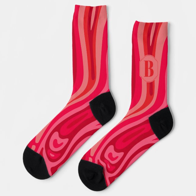 Chaussette Motif rose rouge fou (Gauche)