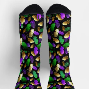 Chaussette Motif sans couture avec des plumes de Mardi Gras