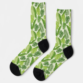 Chaussette Motif sans couture de feuilles tropicales & Monste