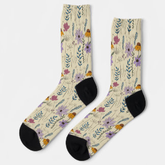 Chaussette Motif sans couture de fleur sauvage fantaisiste