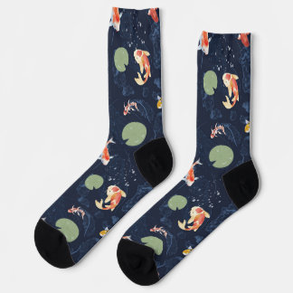 Chaussette Motif sans couture d'étang de carpes koï à l'aquar