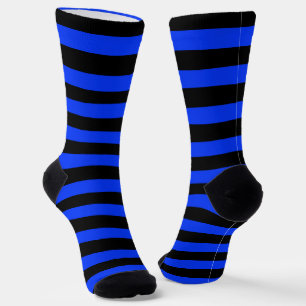 Chaussette motif simple rayé noir et bleu