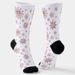 Chaussette Motif Snowflake Dans Faux Rose Couleur Or