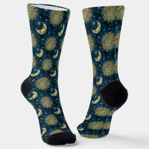 Chaussette Motif Soleil Lune et Étoiles Célestes
