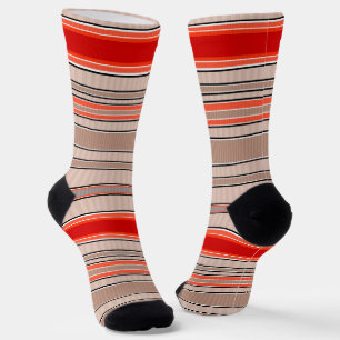 Chaussette motif texturé rayé vertical en orange et être