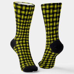 Chaussette Motif Tissé Jaune Noir