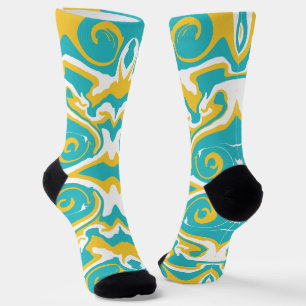 Chaussette Motif torride en Turquoise et Jaune