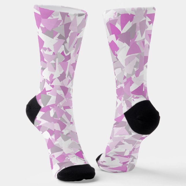Chaussette Motif Triangle Rose Violet (Angulaire)