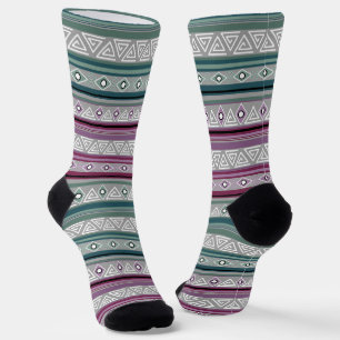 Chaussette motif tribal ethnique géométrique d'Amérindien