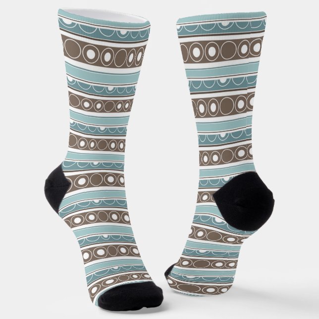 Chaussette Motif trié avec cercles et anneaux style rétro (Angulaire)