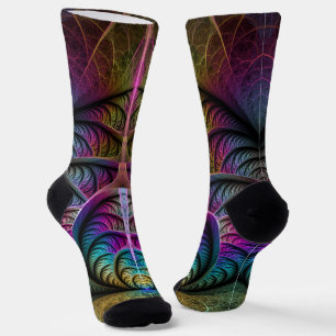 Chaussette Motif tripant coloré abstrait d'art fractal