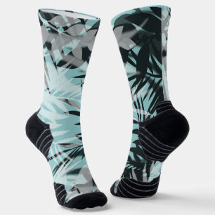 Chaussette Motif tropical bleu clair