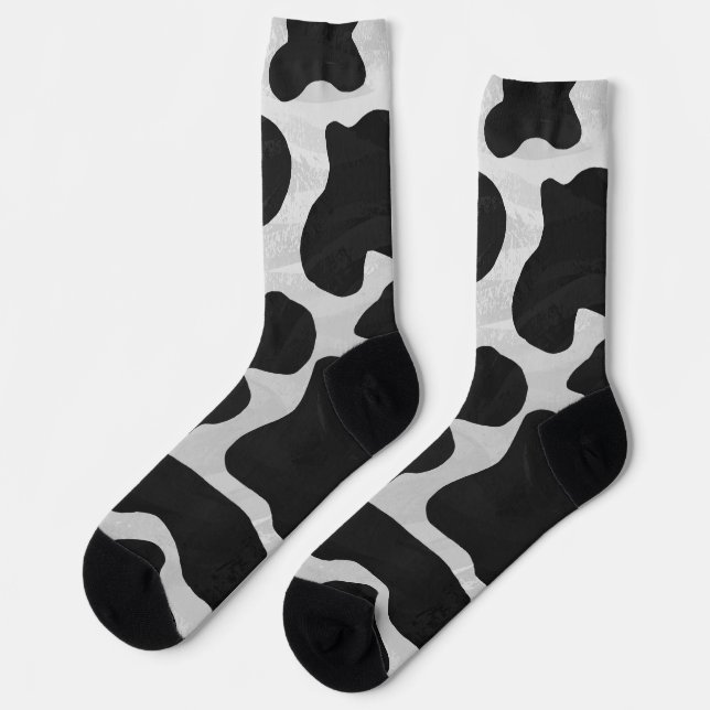 Chaussette Motif Vache Noir et Blanc (Gauche)