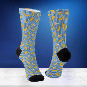 Chaussette Motif vectoriel à rayures de banane   Bleu classiq