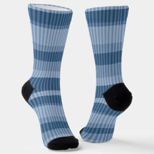 Chaussette motif vertical rayé bleu