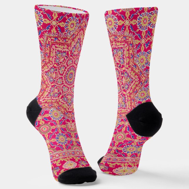 Chaussette Motif vintage de broderie indienne (Angulaire)
