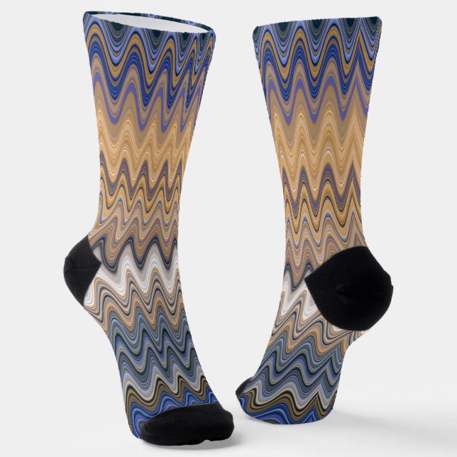 Chaussette Motif Wavy Gold et Blue Elegant (Angulaire)