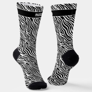 Chaussette Motif Zèbre Nom Personnalisé