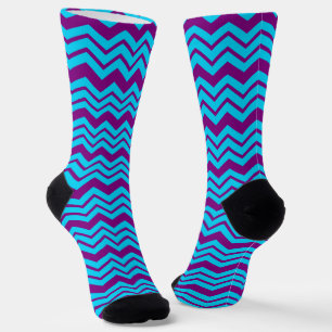 Chaussette Motif Zigzag Chevron Violet Bleu