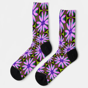 Chaussette Motifs marguerite violet