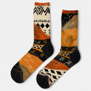Chaussette Motifs tribaux dans les tons noir et terrestre