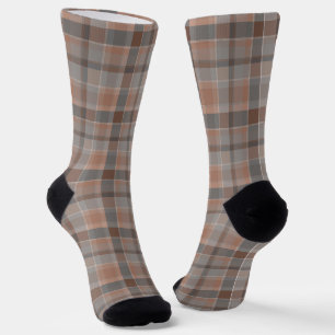 Chaussette Mousse au moka et carreaux gris