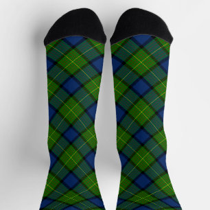 Chaussette Muir Moore écossais vert bleu plaid