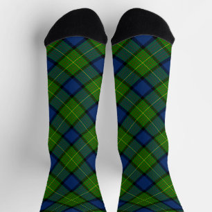 Chaussette Muir Moore écossais vert bleu plaid