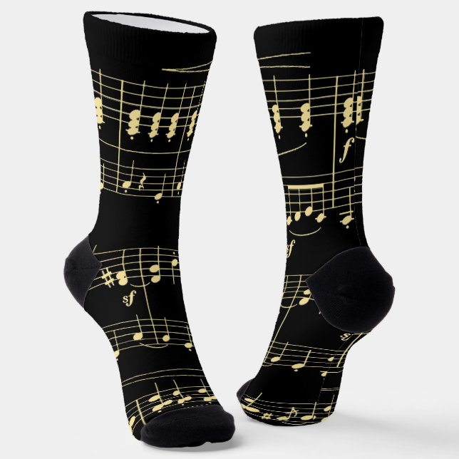 Chaussette Musique d'or en noir (Angulaire)