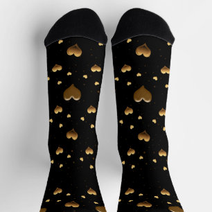 Chaussette My Love Elegant Gold Hearts on Black
