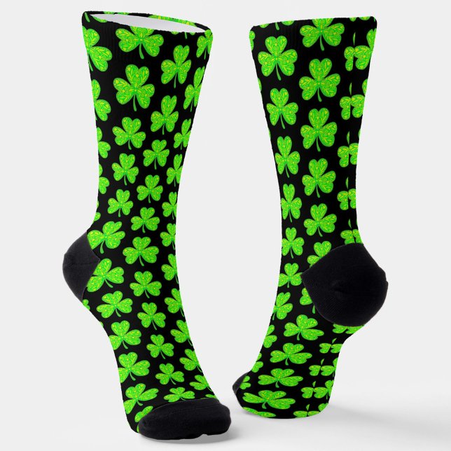 Chaussette Neon Green Shamrock All-Over-Print Socks (Créateur téléchargé)