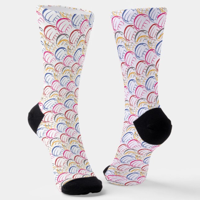 Chaussette Neon Volleyballs sur blanc (Angulaire)