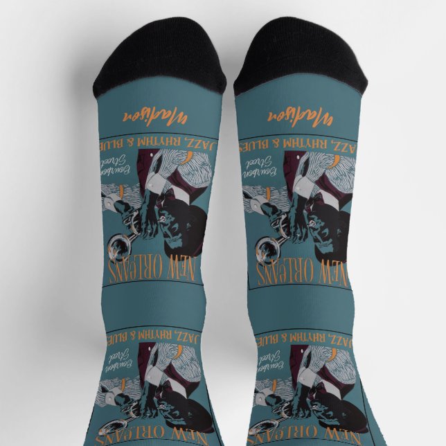 Chaussette New Orleans Music nom personnalisé (Haut)
