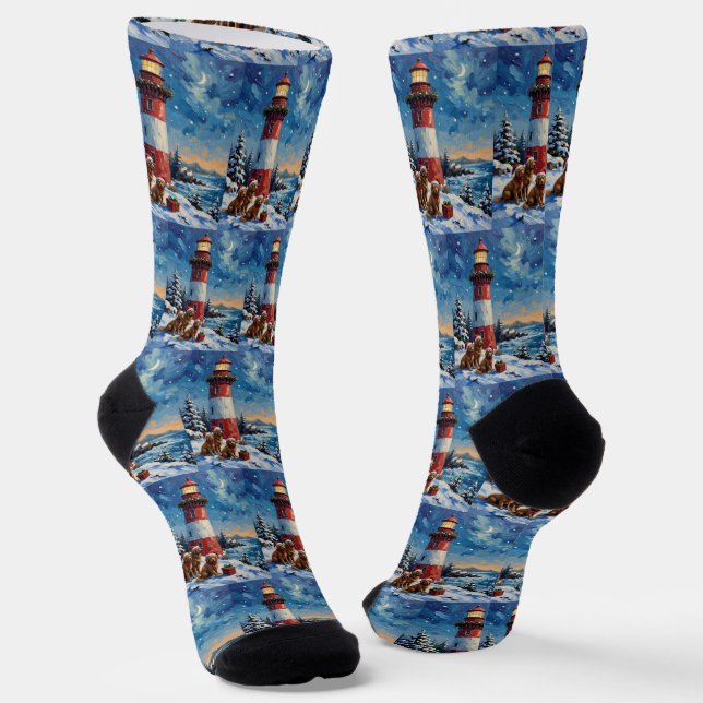 Chaussette Newfoundland Christmas Lighthouse Holiday (Angulaire)